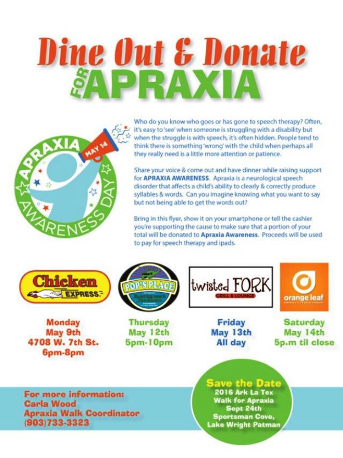 apraxia dine and donate